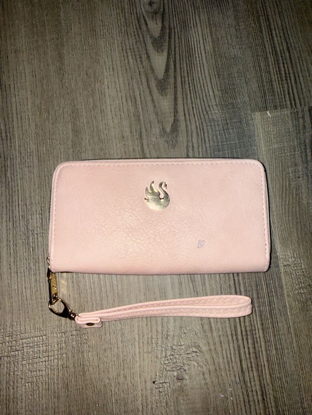 Pink Wristlet Wallet with Gold Accent